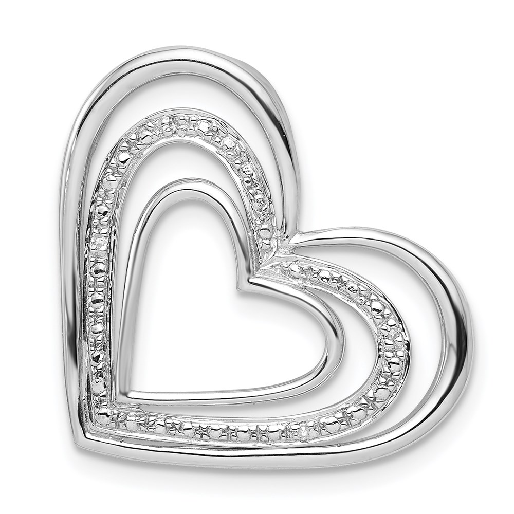 QP3302.jpg Sterling Silver Rhodium Plated Diamond Triple Heart Pendant - Image 1