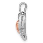Sterling Silver Rhodium & 14K Rose Gold Diamond Heart Pendant - Image 2