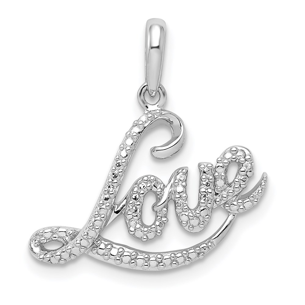 QP3337.jpg Sterling Silver Rhodium Plated Diamond Love Pendant - Image 1
