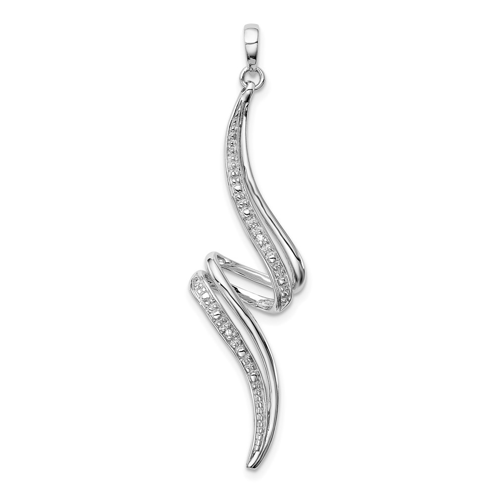 QP3496.jpg Sterling Silver Rhodium Plated Diamond Swirl Pendant - Image 1