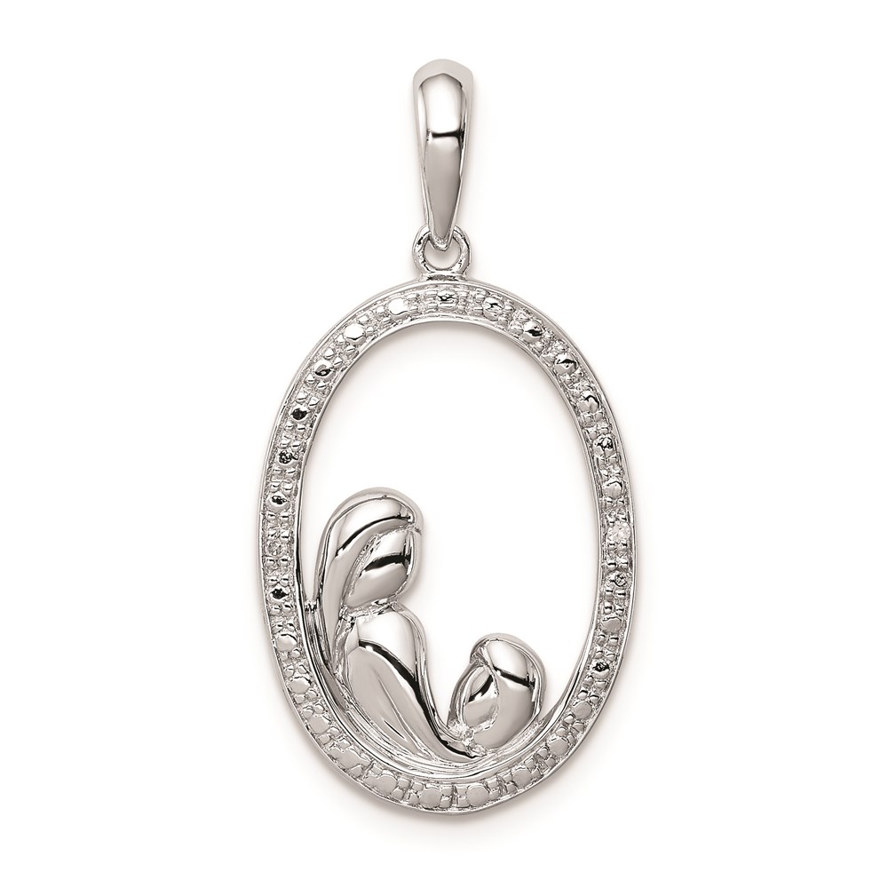 QP3507.jpg Sterling Silver Rhodium Plated Diamond Mother and Child Pendant - Image 1