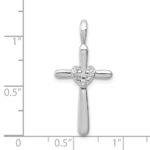 Sterling Silver Rhodium & Diam. Cross with Heart Pendant - Image 3