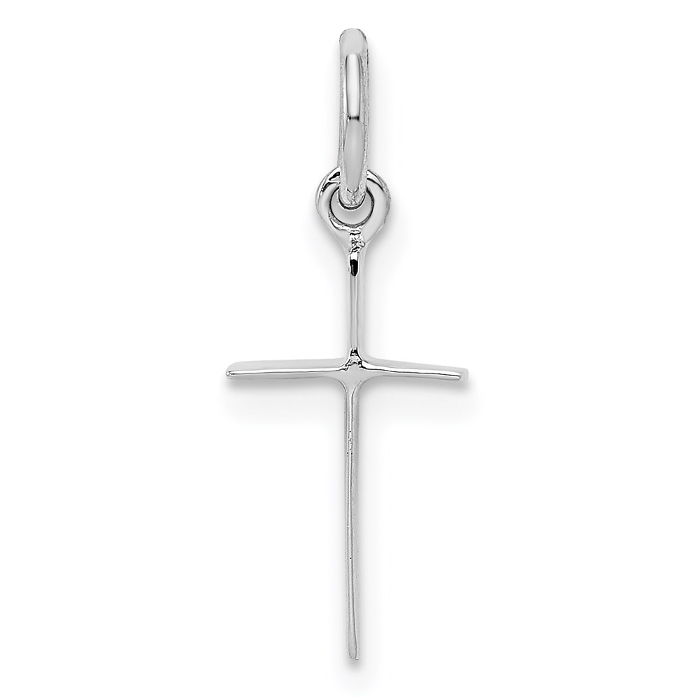 QP4032.jpg Sterling Silver RH Plated Child's Polished Cross Pendant - Image 1