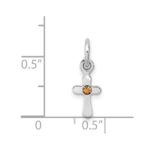 Sterling Silver RH-pltd Child's Nov Yellow Preciosca Crystal Cross Pendant - Image 4