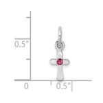 Sterling Silver RH-pltd Child's Oct Pink Preciosca Crystal Cross Pendant - Image 4