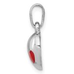 Sterling Silver RH-plated Polished Red Enameled Hearts Children's Pendant - Image 2
