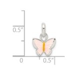 Sterling Silver Polished Pink/Orange Enamel Butterfly Children's Pendant - Image 3