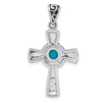 Sterling Silver Antiqued Recon Turquoise Cross Pendant - Image 3