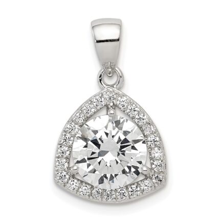 Sterling Silver Rhodium-plated Polished CZ Pendant