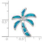 Sterling Silver Rhodium-plated Created Blue Opal Palm Tree Slide - Image 3