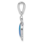 Sterling Silver Rhodium-plated Polished Created Blue Opal Turtle Pendant - Image 2