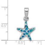 Sterling Silver Rhodium Created Blue Opal Starfish Pendant - Image 3