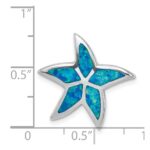 Sterling Silver Rhodium Created Blue Opal Starfish Slide - Image 3