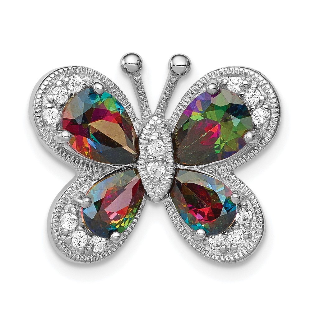 QP4346.jpg Sterling Silver Rhodium-plated Polished Dark Mystic CZ Butterfly Pendant - Image 1