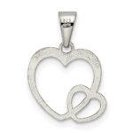 Sterling Silver Polished Hearts Pendant - Image 4