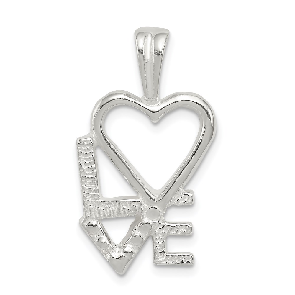 QP4434.jpg Sterling Silver Polished L HEART V E Chain Slide Pendant - Image 1