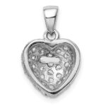 Sterling Silver Rhodium-plated CZ Micro pav‚ Heart Pendant - Image 4