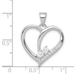 Sterling Silver Rhodium-plated CZ Heart Pendant - Image 3