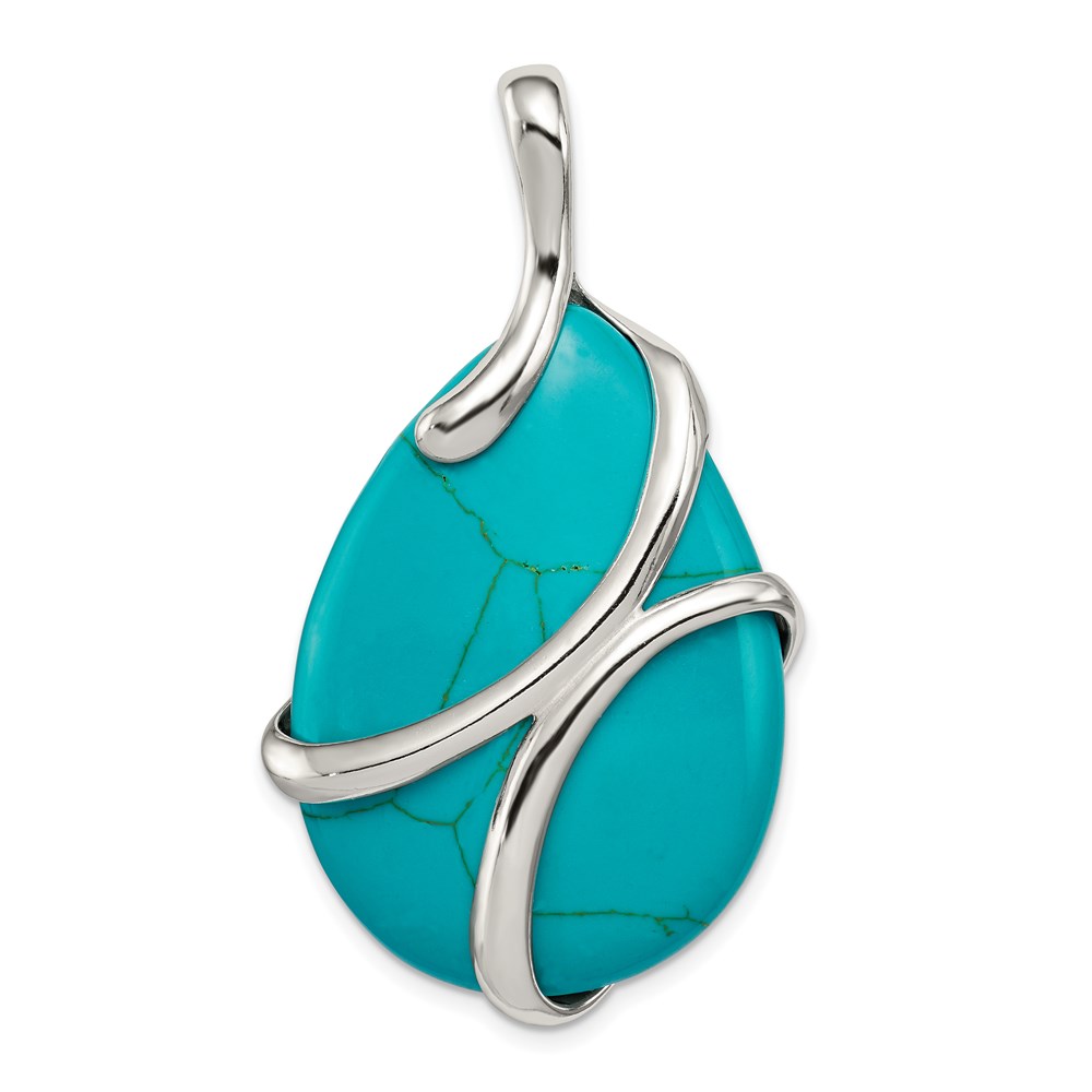 QP4500.jpg Sterling Silver Polished Synthetic Turquoise Pendant - Image 1