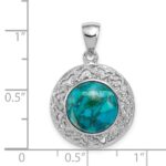 Sterling Silver Rhodium-plated w/Reconstituted Turquoise Pendant - Image 3