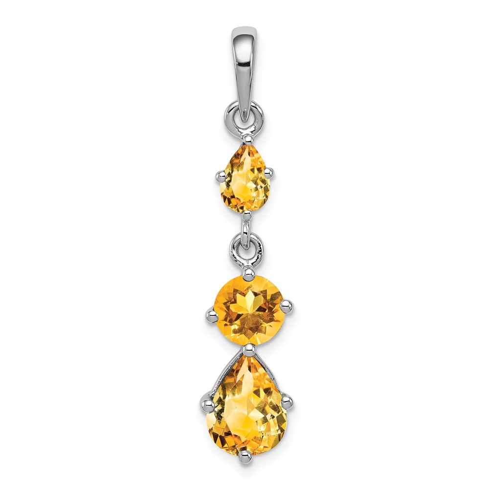 QP4542CI.jpg Sterling Silver Rhodium-plated Citrine Pendant - Image 1