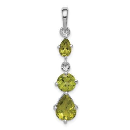 Sterling Silver Rhodium-plated Peridot Pendant