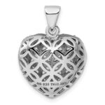 Sterling Silver Rhodium-plated w/Garnet Heart Pendant - Image 4