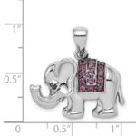 Sterling Silver Rhodium Polished Rhodolite Garnet Elephant Pendant - Image 4