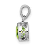 Sterling Silver Rhodium-plated Polished Peridot Round Pendant - Image 2
