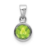 Sterling Silver Rhodium-plated Polished Peridot Round Pendant - Image 4
