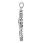 Sterling Silver Rhodium & Diam. Filigree Cross Pendant - Image 2