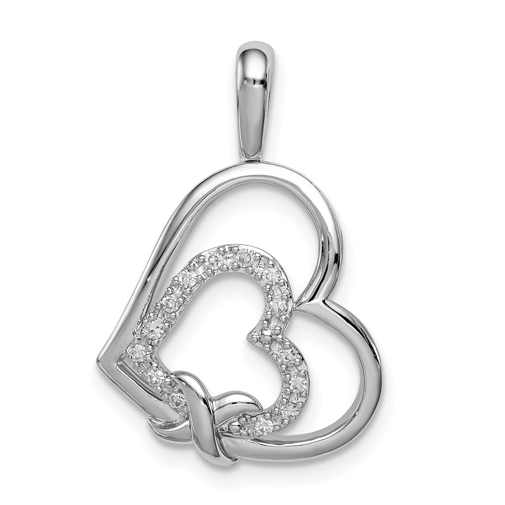 QP4622.jpg Sterling Silver Rhodium Diam. Hearts Pendant - Image 1