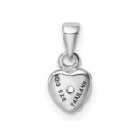 Sterling Silver Rhodium-plated Polished CZ Heart Children's Pendant - Image 4