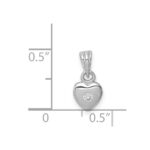 Sterling Silver Rhodium-plated Polished CZ Heart Children's Pendant - Image 3