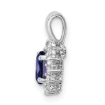 Sterling Silver Rhodium-plated CZ/Lab Cr Sapphire Pendant - Image 2