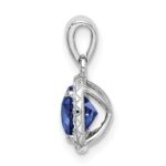 Sterling Silver Rhod-plated Created Blue/White Sapphire Pendant - Image 2