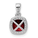 Sterling Silver Rhod-plate 1.05Garnet/Creat. White Sapphire Pendant - Image 3