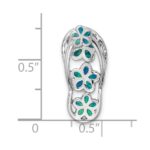 Sterling Silver Rhodium-plated Blue Created Opal Flip Flop Pendant Slide - Image 4