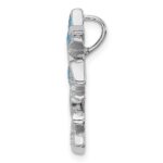 Sterling Silver Rhodium-plated Blue Inlay Created Opal Palm Tree Slide - Image 2