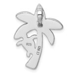 Sterling Silver Rhodium-plated Blue Inlay Created Opal Palm Tree Slide - Image 3
