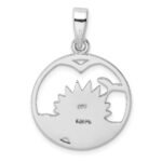 Sterling Silver Rhod-plated Blue Inlay Created Opal Sunrise Pendant - Image 3