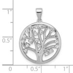 Sterling Silver Rhodium-plated Created White Sapphire Tree of Life Pendant - Image 4