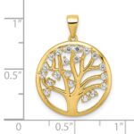 Sterling Silver Gold-tone Created White Sapphire Tree of Life Pendant - Image 4