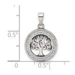 Sterling Silver Antiqued Enamel Glitter Enamel Tree in Circle Pendant - Image 4