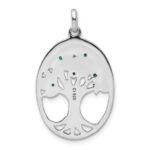 Sterling Silver Rhodium-plated Green Glass Buds Oval Tree Pendant - Image 3