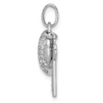 Sterling Silver Rhodium-plated CZ Heart Lock & Key Pendant - Image 2