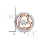 Sterling Silver Platium-plated Rose-tone Vibrant CZ Heart Chain Slide - Image 3