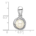 Sterling Silver Rhodium-plated w/Diamond & FWC Pearl Pendant - Image 4