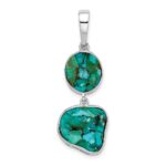 Sterling Silver Rhodium-plated w/Reconstituted Turquoise Pendant - Image 3