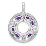 Sterling Silver Rhodium-plated Amethyst and CZ Circle Pendant - Image 3